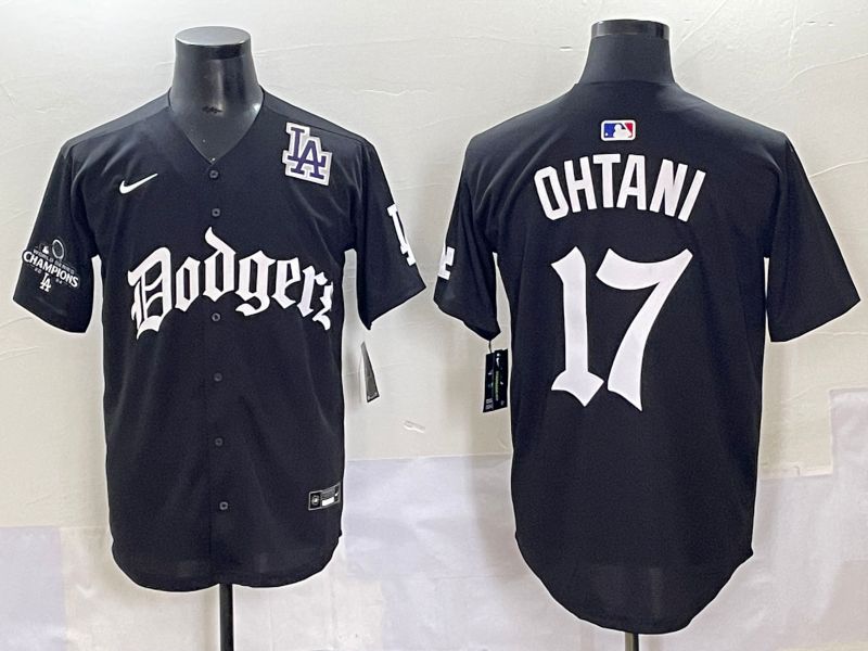 Men 2025 Los Angeles Dodgers #17 Ohtani Black Seventh generation Joint Name Nike MLB Jersey style 17